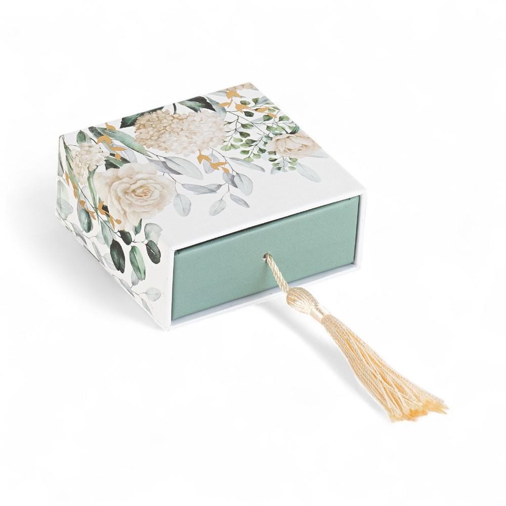 SCATOLA BLOOMING LOVE 7X7X3CM CON INSERTO E NAPPINA